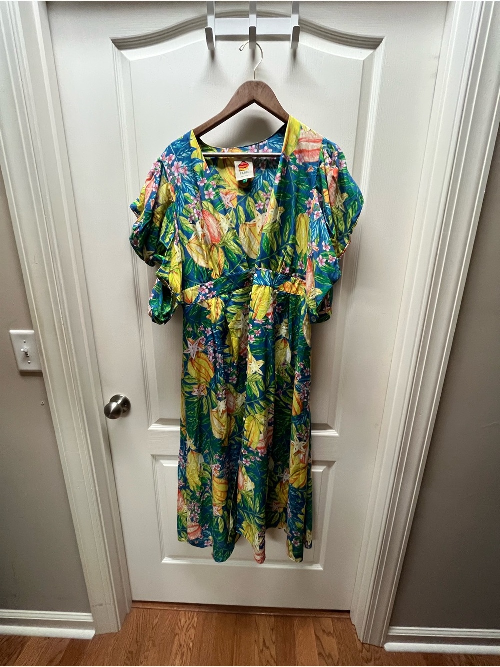 Anthropologie Farm Rio Star Fruits Puff Sleeve Midi Dress - Picture 3 of 4